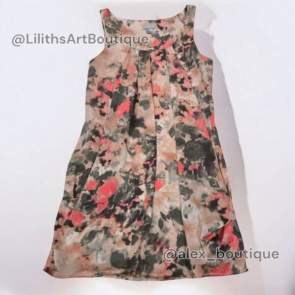 H&M Pleated Floral Watercolor Bubble Drape Stain Dress(C014)-Size 6 for … - Picture 7 of 12